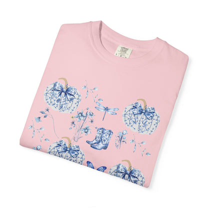Blue Coquette Pumpkin T-Shirt-Fall Pumpkin Patch Outfit