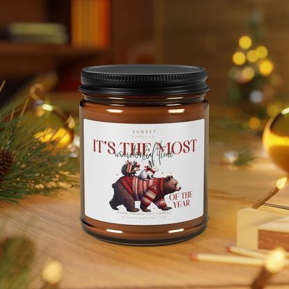 Christmas Bear Scented Soy Candle, Bear Gift Mountains candle decor cabin rustic candle Christmas exchange bestie candle gift holiday candle