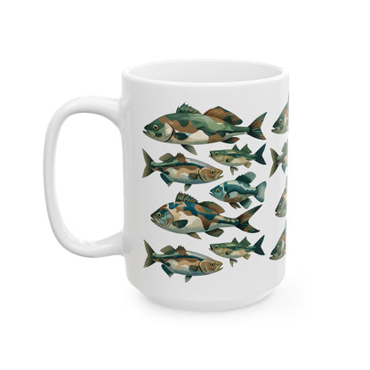 Artistic Fish Ceramic Mug - Perfect Gift for Fishing Dads and Grandpas