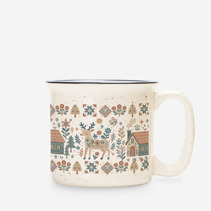 Cozy Deer Ceramic Campfire Mug Gift - Hygge Nordic Home Decor