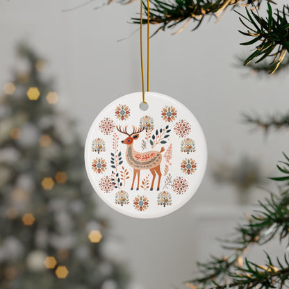 Ceramic Ornament Nordic Deer Christmas Tree Decoration, Scandinavian Design, Holiday Gift