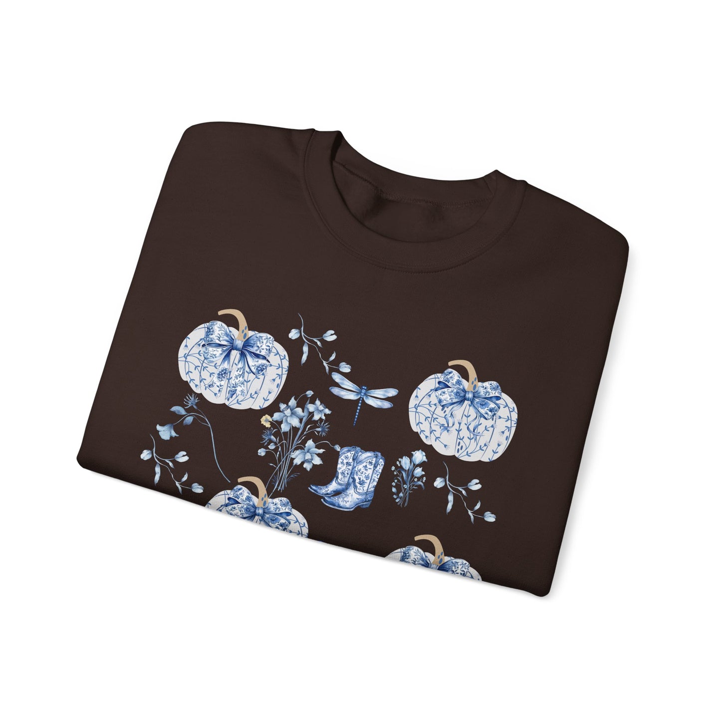 Blue Coquette Pumpkin Sweatshirt - Cozy Floral Women Fall Outfits