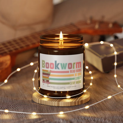 Bookworm Scented Soy Candle - Librarian Gift Bookish Girl Candle - Book Club Gift idea