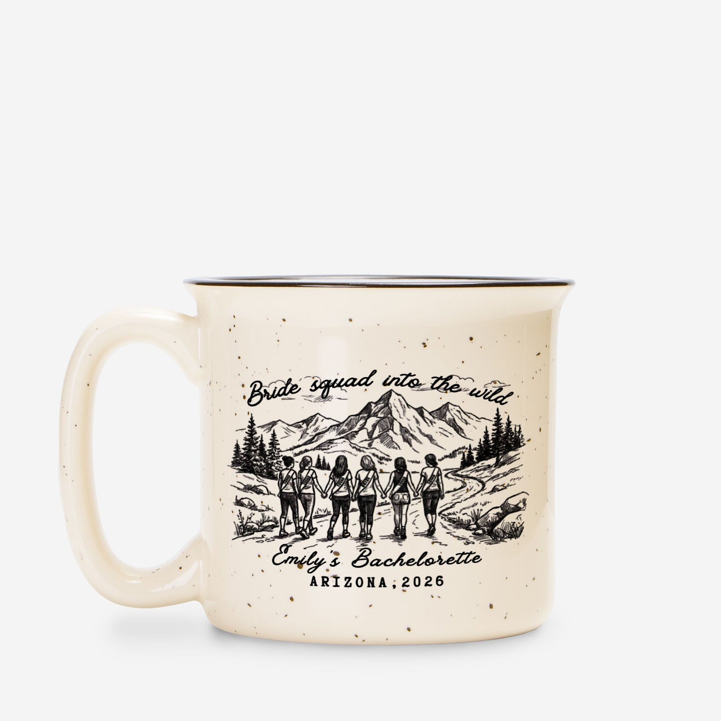 Personalized Bachelorette Mug - Custom Camping Bridesmaid Proposal Gift - Rustic Wedding Cup