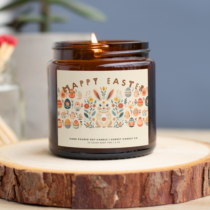 Happy Easter Scented Candle Nordic Folk Art Spring Decor Thank you gift