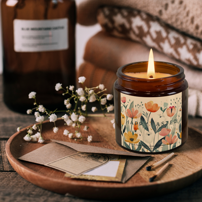 Floral Easter Scented Candle Hygge Cozy Home Decor -Spring Gift for mom and grandma