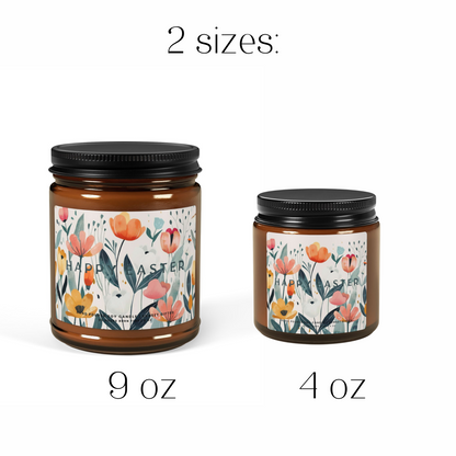 Floral Easter Scented Candle Hygge Cozy Home Decor -Spring Gift for mom and grandma