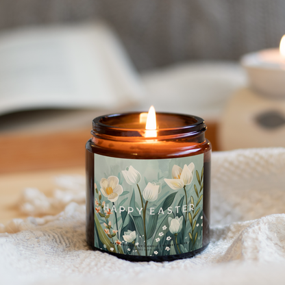 Easter Floral Scented Candle, Relaxing Home Spring Scented Decor- Gift for Mom and Grandma Thank you idea