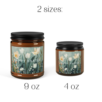 Easter Floral Scented Candle, Relaxing Home Spring Scented Decor- Gift for Mom and Grandma Thank you idea