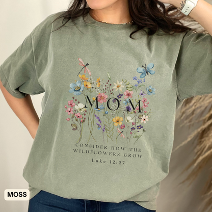 Floral Mom T-Shirt, Gift for Moms Gardening Lover Tee, Mother's Day Gift