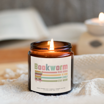 Bookworm Scented Soy Candle - Librarian Gift Bookish Girl Candle - Book Club Gift idea