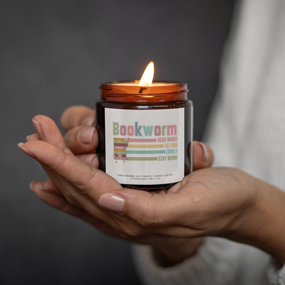 Bookworm Scented Soy Candle - Librarian Gift Bookish Girl Candle - Book Club Gift idea
