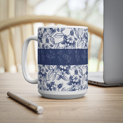 Elegant Blue Floral Mug-Perfect Gift for Tea Lovers-Cozy Coffee Cup for Any Occasion