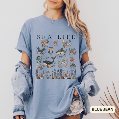 Sea Life Unisex T-Shirt Ocean Lovers, Nautical Gift, Summer Beach Wear - Marine Life Apparel