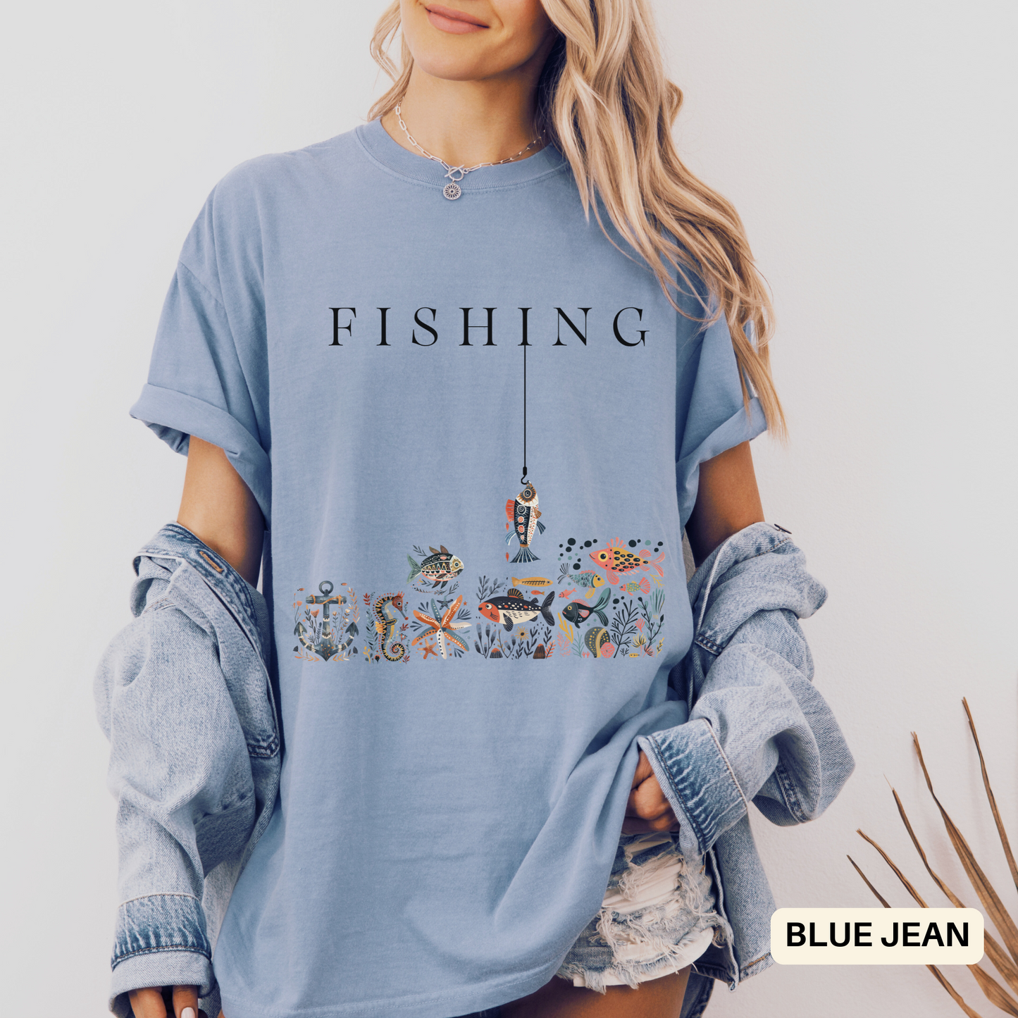 Fishing Unisex T-Shirt - Folk Art Vintage Nautical Style Tee - Fisherman Sailing Gift