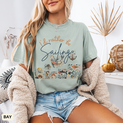 Sailing T-shirt, Fisherman Style Beach Summer Outfit - Coastal Boat Owner Gift