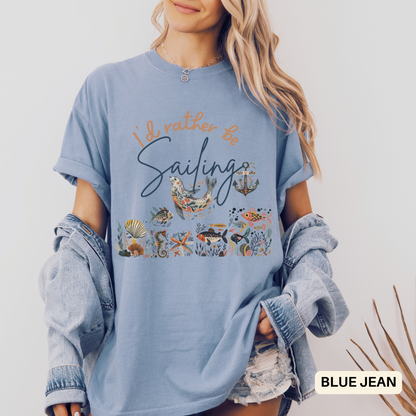 Sailing T-shirt, Fisherman Style Beach Summer Outfit - Coastal Boat Owner Gift