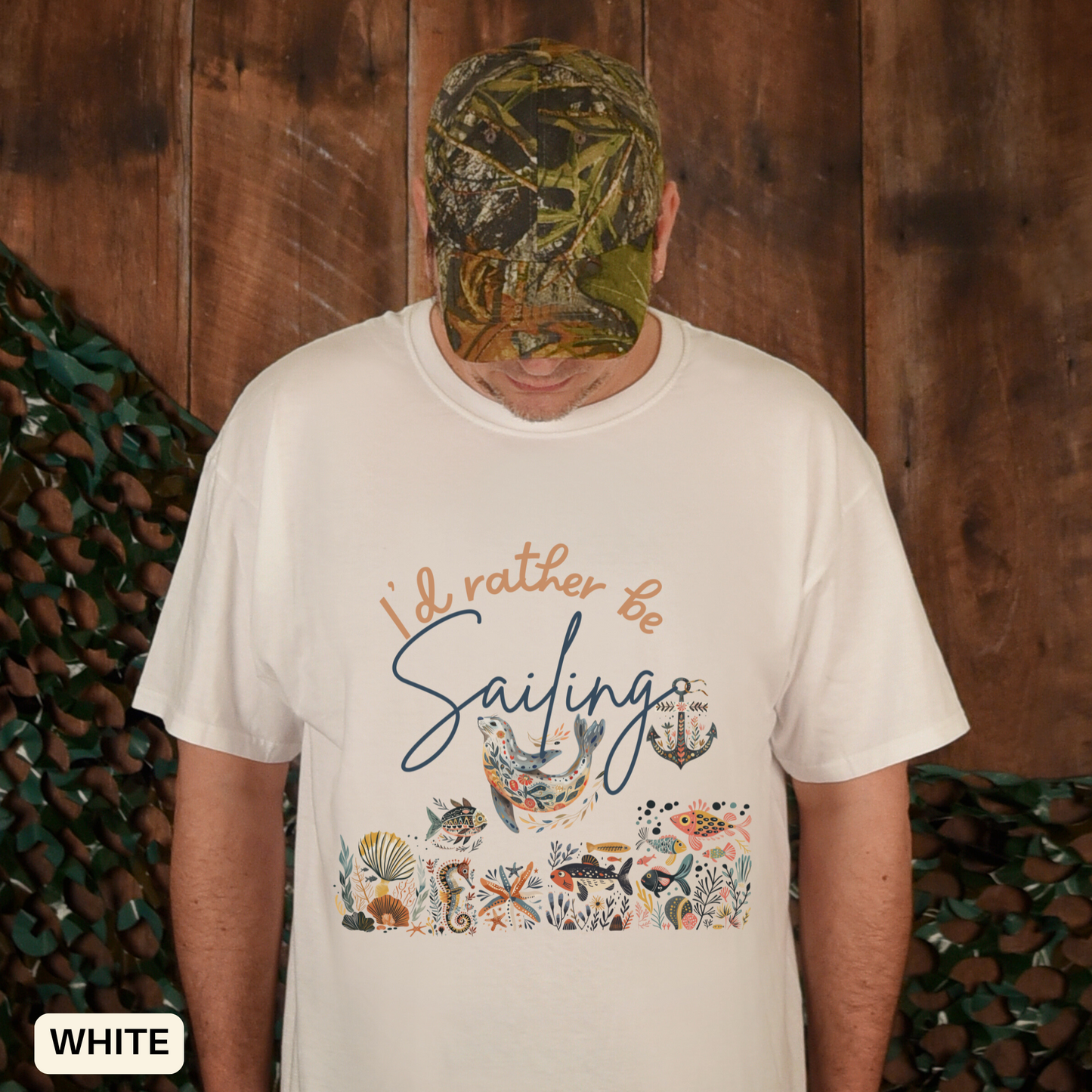 Sailing T-shirt, Fisherman Style Beach Summer Outfit - Coastal Boat Owner Gift