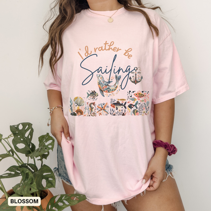 Sailing T-shirt, Fisherman Style Beach Summer Outfit - Coastal Boat Owner Gift