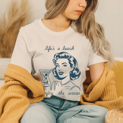 Retro 50's Housewife Beach Life T-Shirt - Funny Quote Tee for women