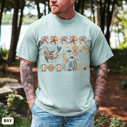 Ocean Sea Lion Inspired Dyed T-Shirt - Coastal Vibes Casual Summer Outfit