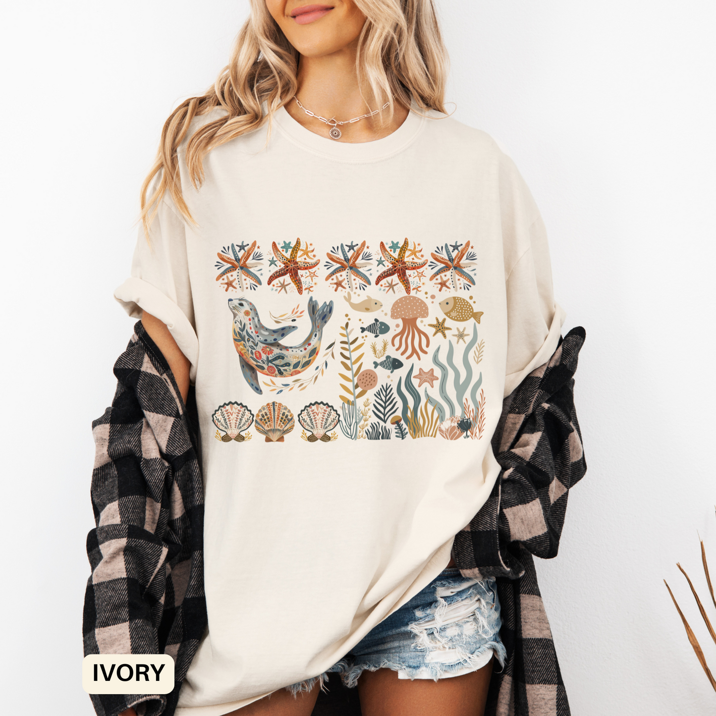 Ocean Sea Lion Inspired Dyed T-Shirt - Coastal Vibes Casual Summer Outfit
