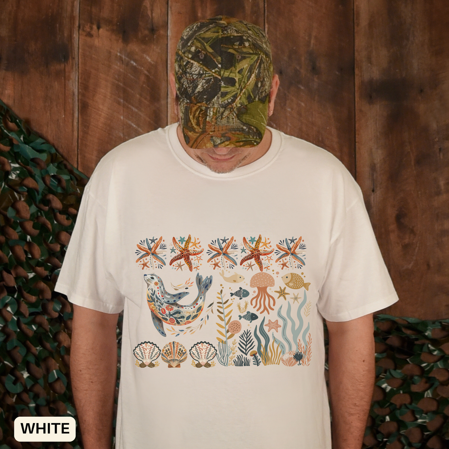 Ocean Sea Lion Inspired Dyed T-Shirt - Coastal Vibes Casual Summer Outfit