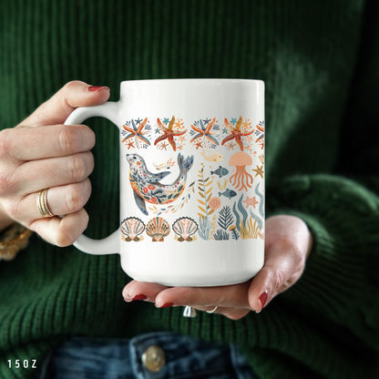 Ocean-Inspired Mug Gift | Sea Lion Cup Beach House Decor