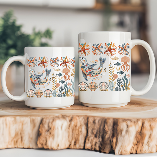 Ocean-Inspired Mug Gift | Sea Lion Cup Beach House Decor