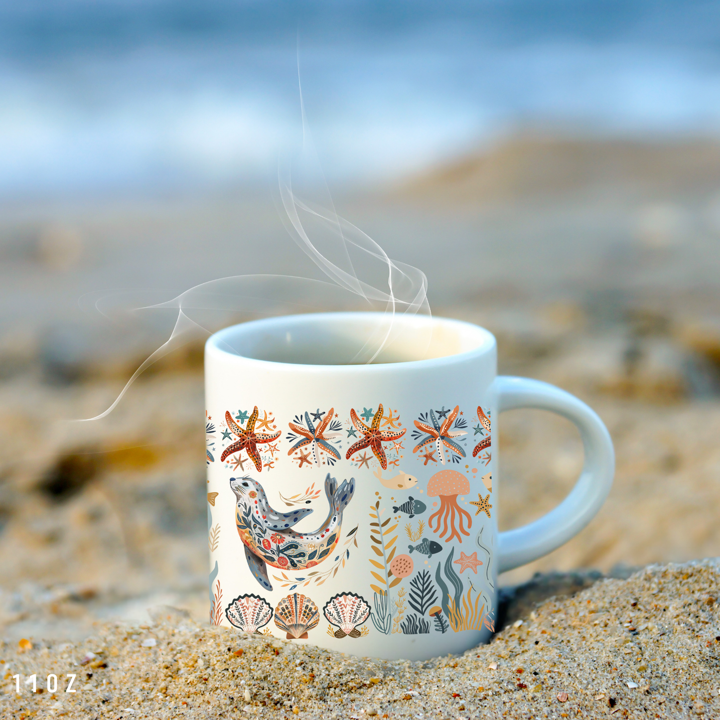 Ocean-Inspired Mug Gift | Sea Lion Cup Beach House Decor