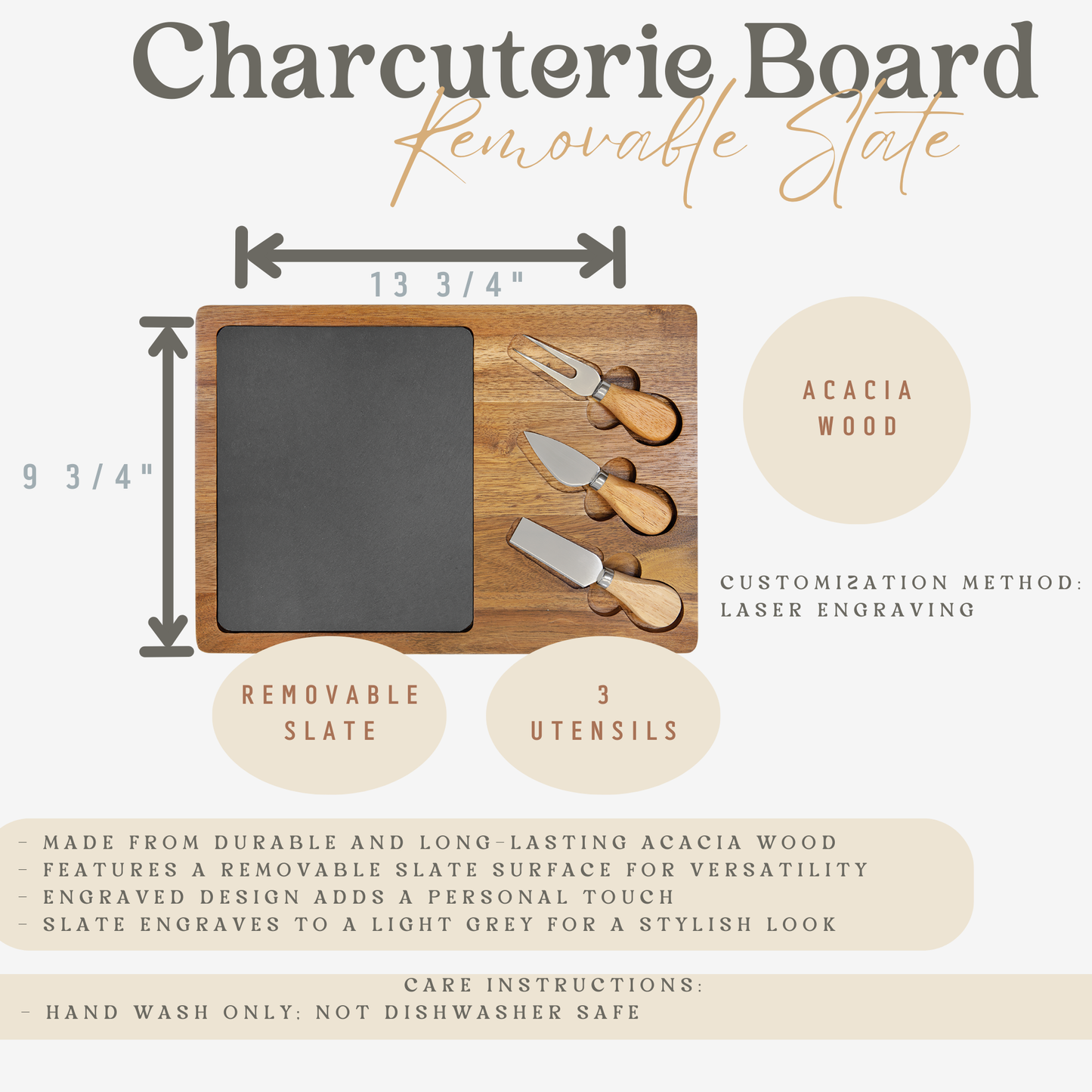 Engraved Charcuterie Board | Personalized Gift for Entertaining, Family Gatherings, Weddings, Housewarmings, Holiday Celebrations