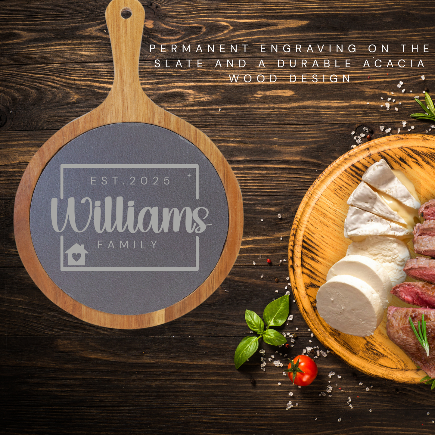 Engraved Charcuterie Board | Personalized Gift for Entertaining, Family Gatherings, Weddings, Housewarmings, Holiday Celebrations