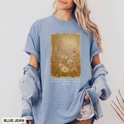 Christian Wildflower Shirt - Faith Based Botanical Tee - Inspirational Gift for Women