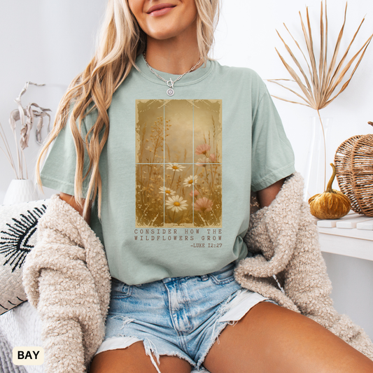 Christian Wildflower Shirt - Faith Based Botanical Tee - Inspirational Gift for Women