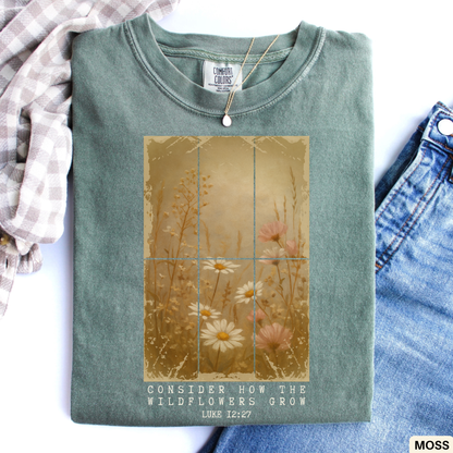 Christian Wildflower Shirt - Faith Based Botanical Tee - Inspirational Gift for Women