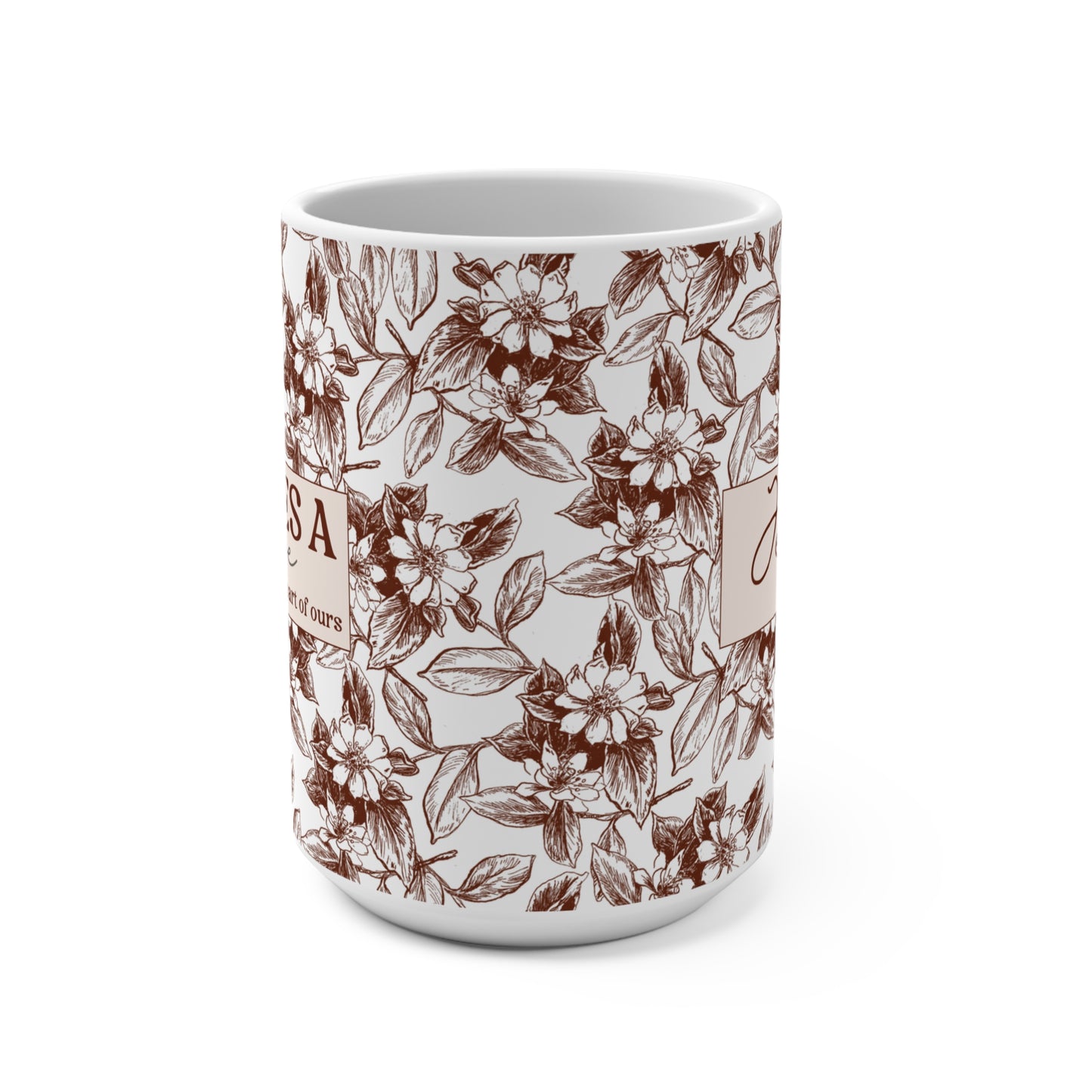 Thank you gift idea Floral Mug -Custom Name Coffee Cup It takes a Village
