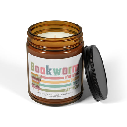 Bookworm Scented Soy Candle - Librarian Gift Bookish Girl Candle - Book Club Gift idea