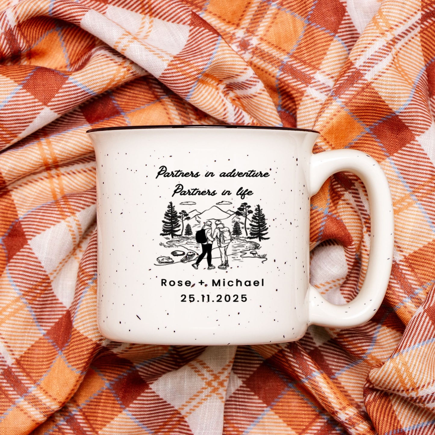 Engagement Gift for Couple - Personalized Campfire Mug Set - Wedding Gift Anniversary