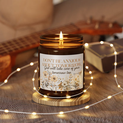 Christian Bible verse candle - Gift for friend anxiety relief and though times candle