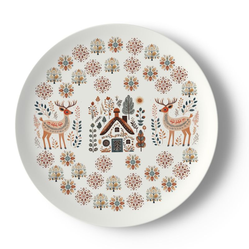Scandinavian Dinner Plate - Nordic Deer Bone China - Hygge Dinnerware Set Gift
