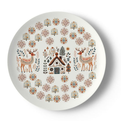 Scandinavian Dinner Plate - Nordic Deer Bone China - Hygge Dinnerware Set Gift