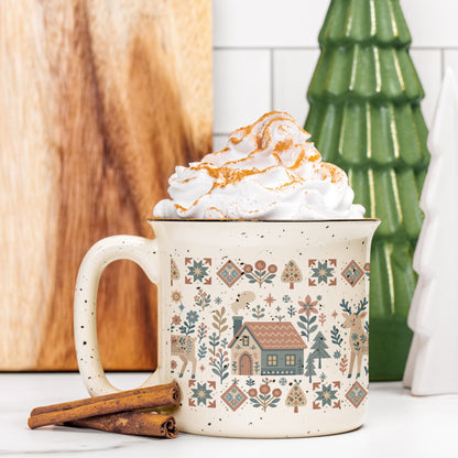 Cozy Deer Ceramic Campfire Mug Gift - Hygge Nordic Home Decor