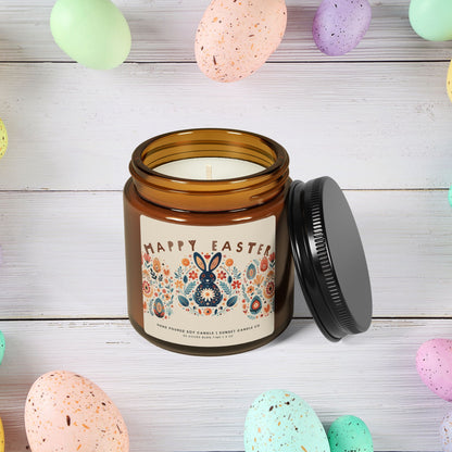Easter Candle for Spring Decor with Scandinavian Folk Art -Cozy Thank you Gift Idea