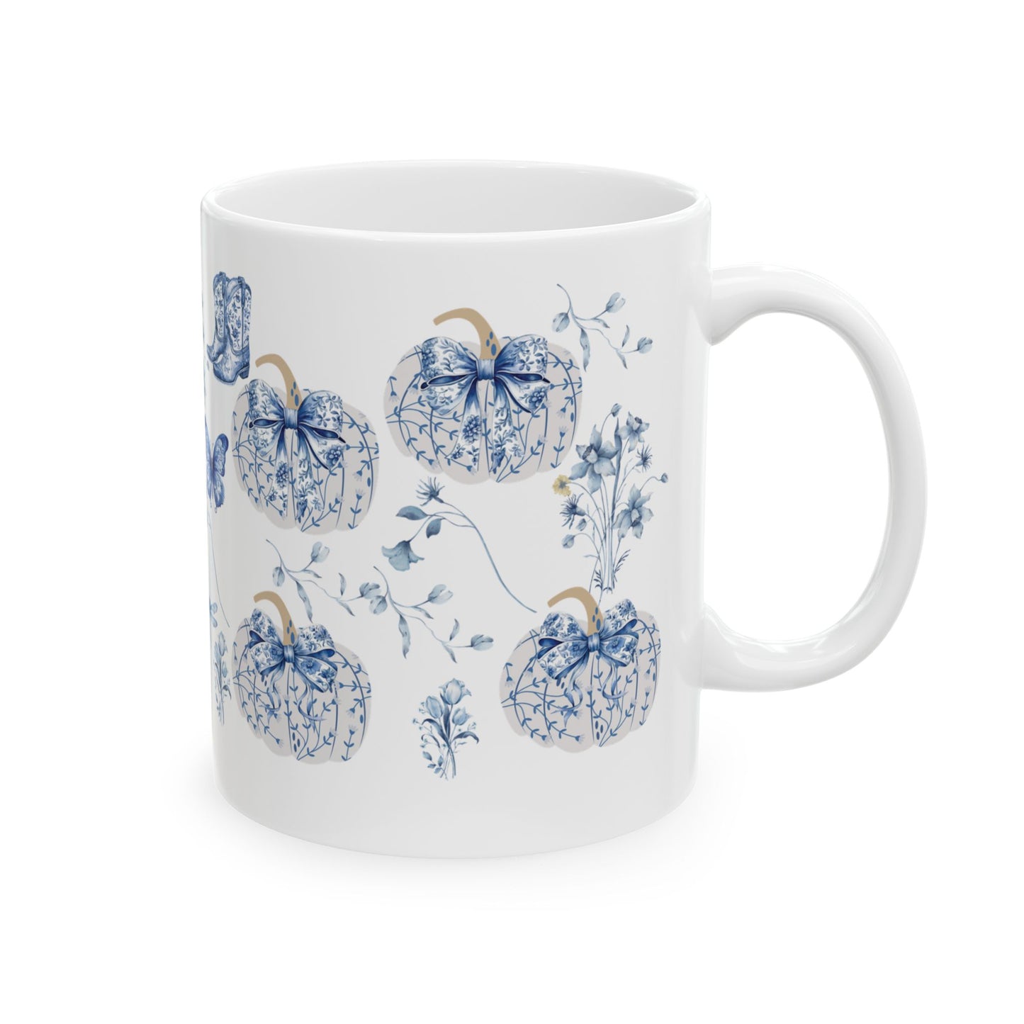 Blue Pumpkin Chinoiserie Mug - Cozy Fall Gift for Thanksgiving