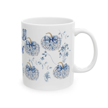Blue Pumpkin Chinoiserie Mug - Cozy Fall Gift for Thanksgiving