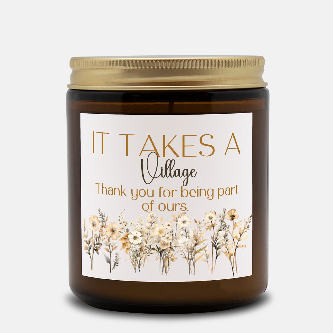 Gift Thank you message candle Floral for Daycare provider, Teacher, Babysitter Grateful