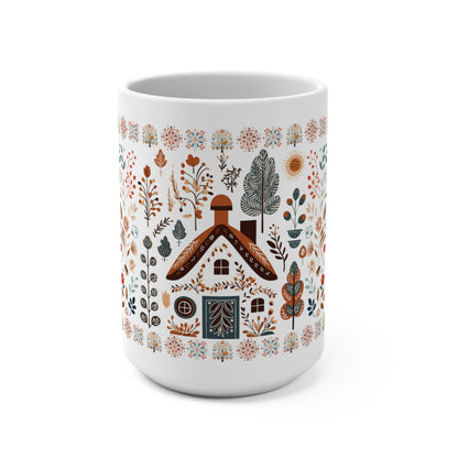 Rabbit Coffee Mug Folk Art - Scandinavian Coffee Cup