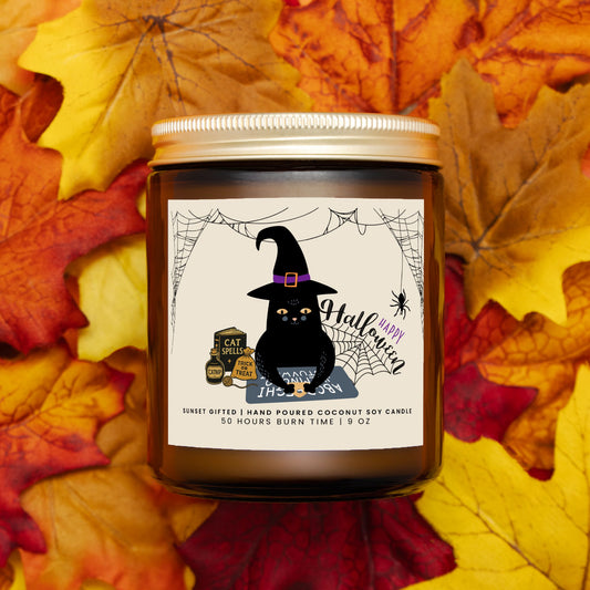 Black Cat Halloween Candle Gift