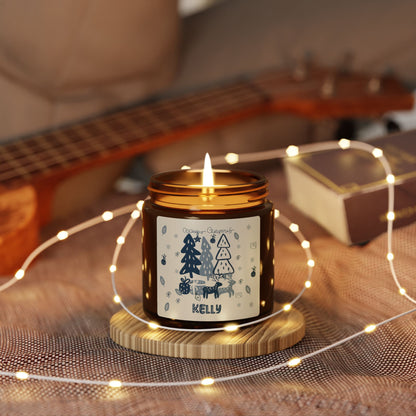 Festive Nordic Christmas Candle Custom name gift- Scandinavian Design