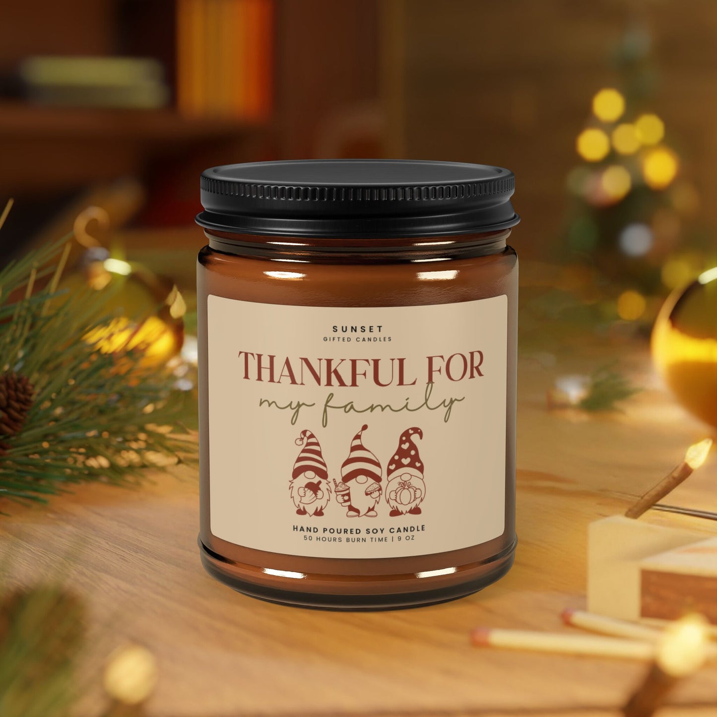 Thankful for you Message Candle Custom name for Fall and thanksgiving favors